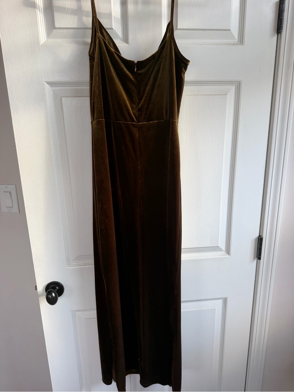 Taylor Olive Velvet Cowl Neck Dress - Picture 4 of 5